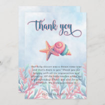 Coral Blue Under The Sea Marine Life Baby Shower Thank You Card