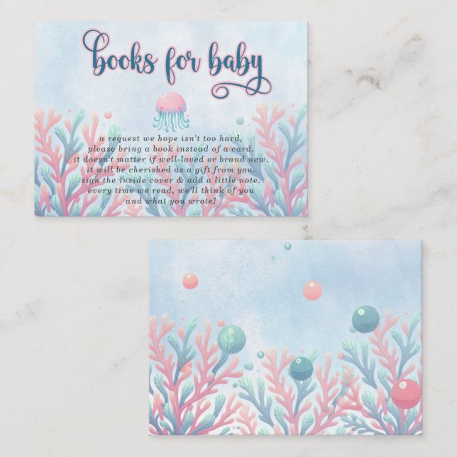 Coral Blue Under The Sea Marine Life Book Request Enclosure Card (Front/Back)