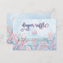 Coral Blue Under The Sea Marine Life Diaper Raffle Enclosure Card