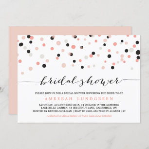 Coral Blush Confetti Dots Bridal Shower Invitation