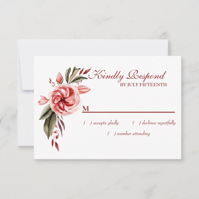 Coral & Blush Floral RSVP Card (Front)