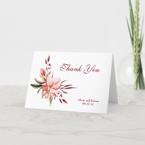 Coral  Blush Floral Thank You Note