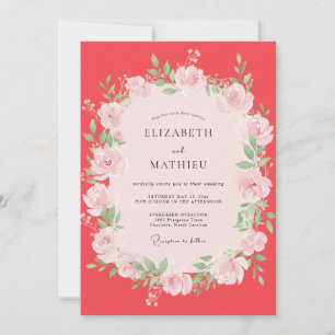 Coral Blush Peony Wedding Invitation