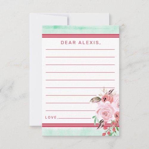 Coral  Blush Pink Floral Baby Shower Time Capsule Note Card