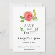 coral boho watercolor floral save the dates save the date