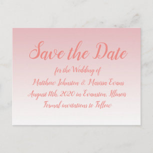 Coral Bokeh Personalized Save the Date Postcard