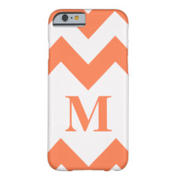 Coral Bold Chevron with monogram Barely There iPhone 6 Case