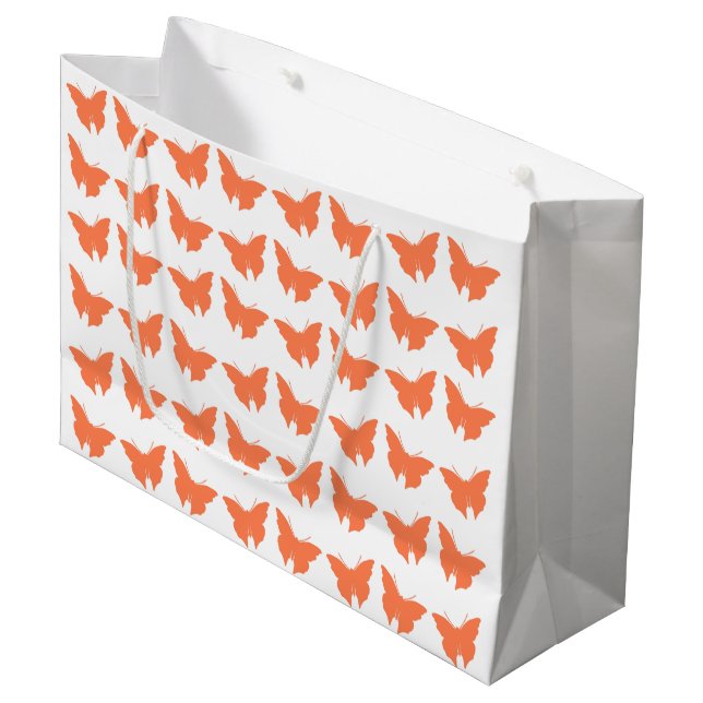 Coral Bold Mod Butterflies Large Gift Bag (Front Angled)