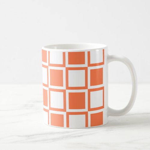 Coral Bold Mod Squares Coffee Mug