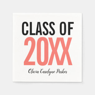 Coral Bold Modern Graduation any year Napkins