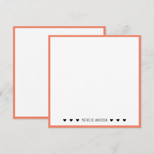 Coral Border Typography Name Thank You Note Card