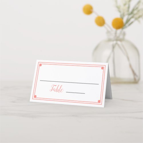 Coral Border Wedding Guests Place Card