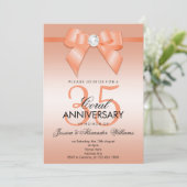 Coral Bow & Ribbon 35th Wedding Anniversary Invitation (Standing Front)