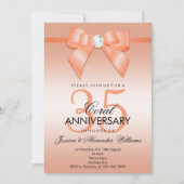 Coral Bow & Ribbon 35th Wedding Anniversary Invitation (Front)