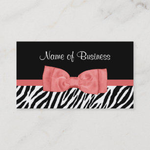 Coral Bow Zebra Boutique Business Card