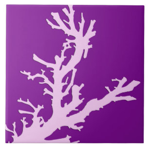 Coral branch - amethyst and orchid ceramic tile