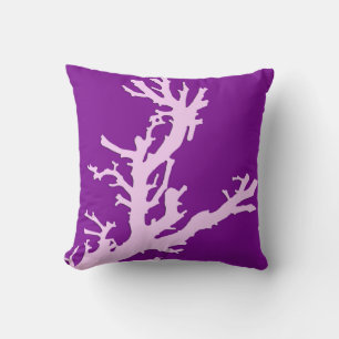 Coral branch - amethyst and orchid throw pillow