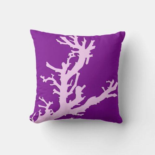 Coral branch _ amethyst and orchid throw pillow