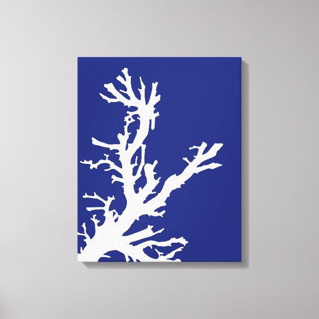 Coral Branch, Navy Blue and White Canvas Print (Front)