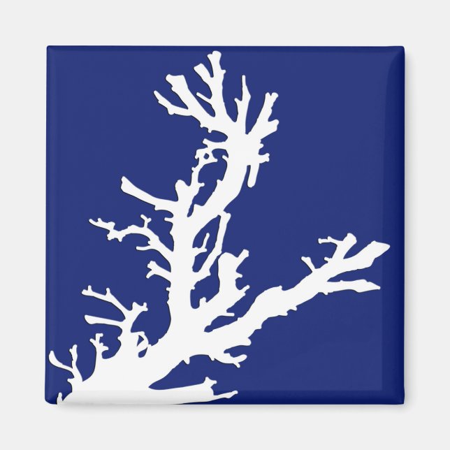 Coral branch - navy blue and white magnet (Front)