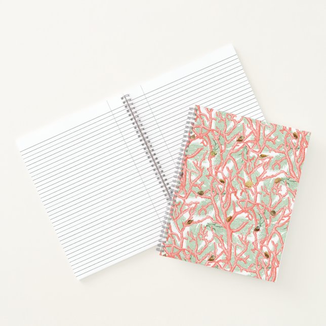 Coral Branch Seashells Coastal Notebook (Inside)