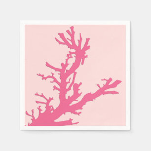 Coral branch - shades of coral pink paper napkins