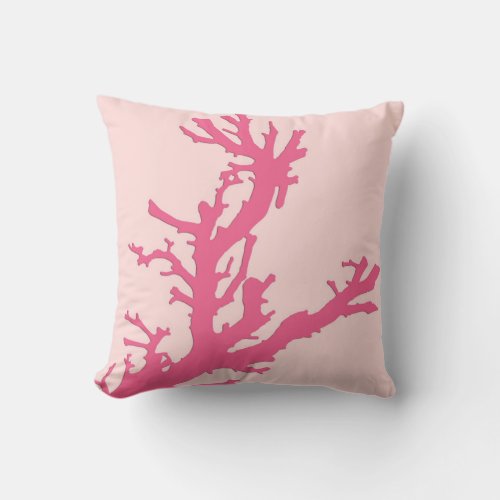 Coral branch _ shades of coral pink throw pillow