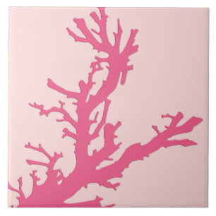 Coral branch - shades of coral pink tile