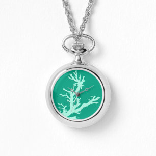 Coral branch - teal and seafoam green watch