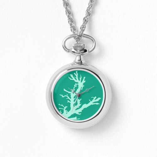 Coral branch _ teal and seafoam green watch