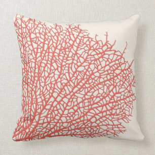 coral branch throw pillow