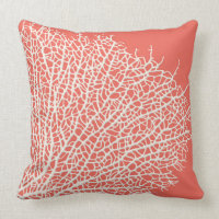 Coral branch throw pillow