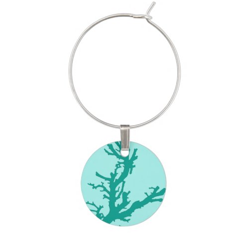 Coral branch _ turquoise and aqua wine charm