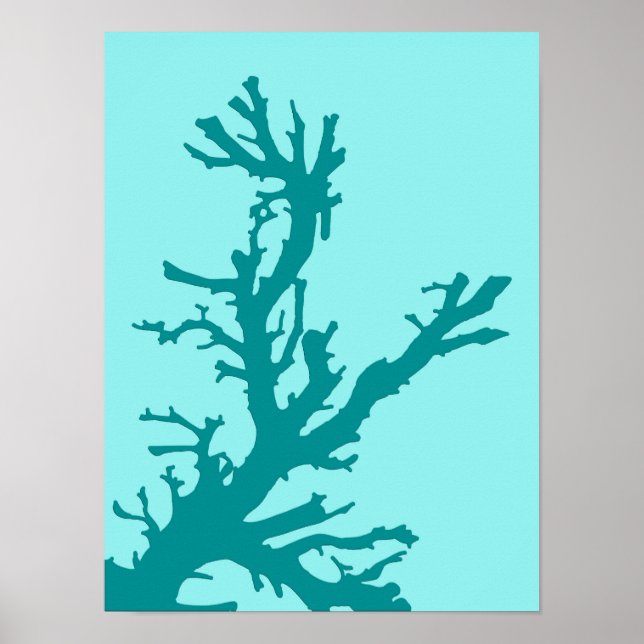 Coral Branch, Turquoise and Light Aqua Poster (Front)