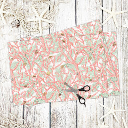 Coral Branches with Seashells Nautical Pattern Tissue Paper