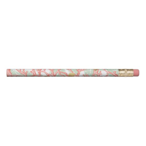 Coral Branches with Seashells Ocean Pattern Pencil