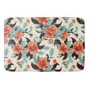 Coral Breeze Floral Bath Mat