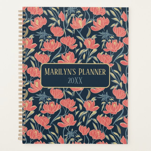 Coral Breeze Floral Personalized Planner (Front)