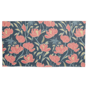 Coral Breeze Floral Pillow Case