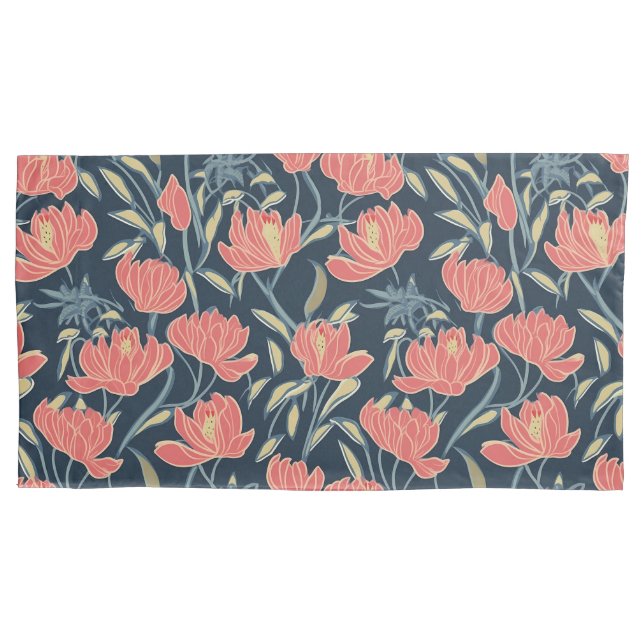 Coral Breeze Floral Pillow Case (Front-Left)