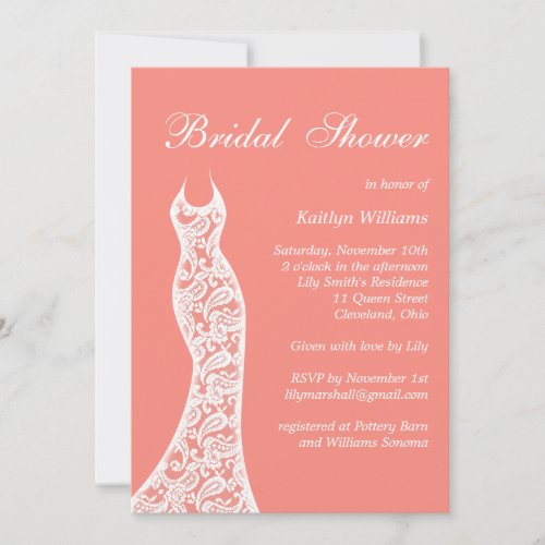 Coral Bridal Shower Invitation