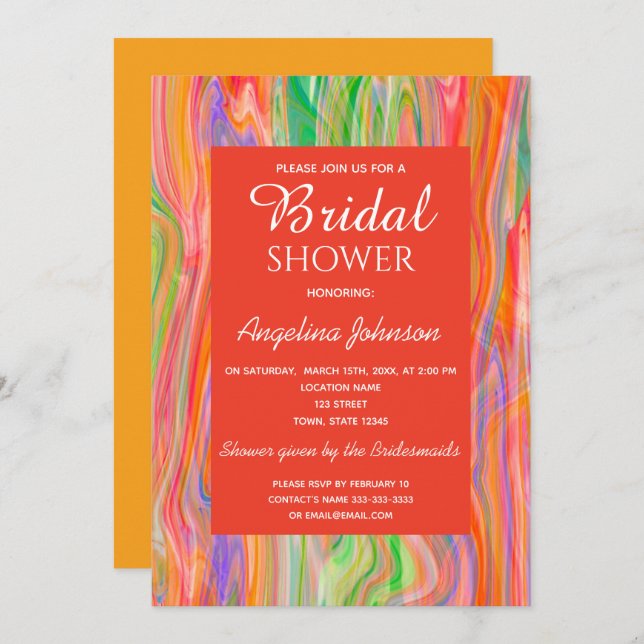 Coral Bridal Shower Invitation (Front/Back)