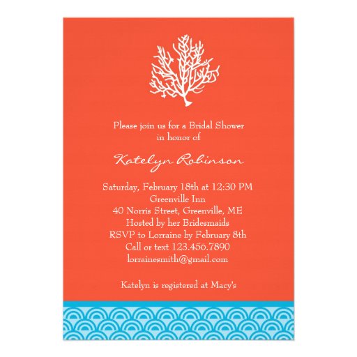 Coral Wedding Shower Invitations 8