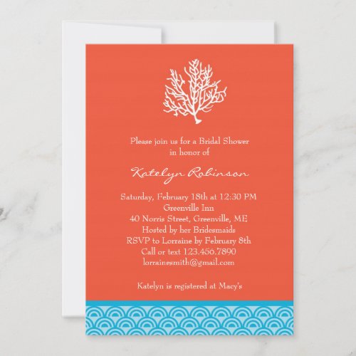 Coral Bridal Shower Invitation
