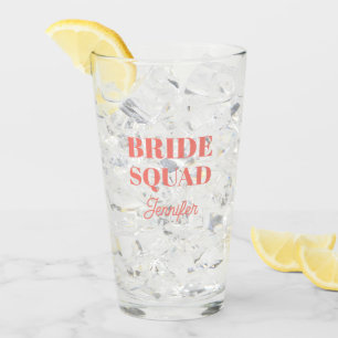 Coral Bride Squad Bachelorette Party Glass