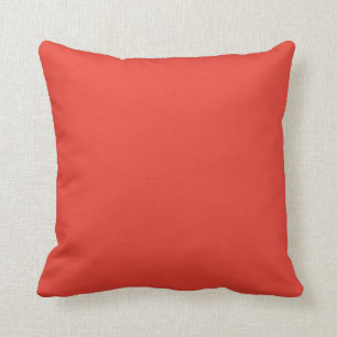 Coral Bright Red Orange Solid Color Background Throw Pillow