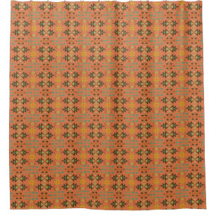 Coral, Brown, Aqua Southwestern Shower Curtain
