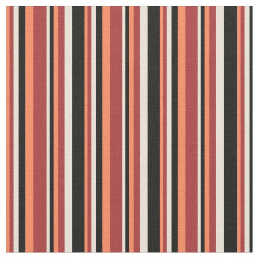 Coral, Brown, Bisque & Black Pattern Fabric