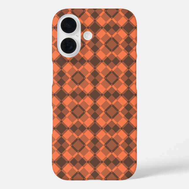 Coral Brown Checker Argyle Pattern Case-Mate iPhone Case (Back)