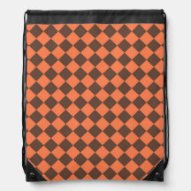 Coral Brown Checker Diamond Pattern
